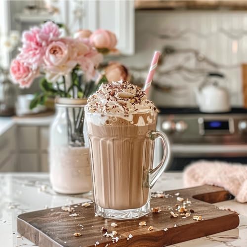 Jordan's Skinny Mixes latte con espuma mostrando mocha cremoso y aspecto apetecible