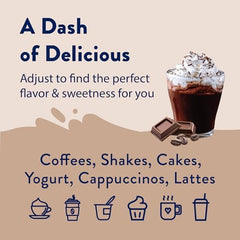 Jordan's Skinny Mixes jarabe vertiéndose en café para sabor mocha intenso
