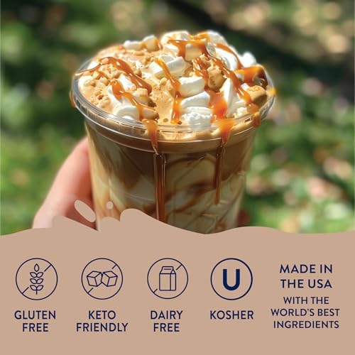 Jordan's Skinny Mixes textura de sirope en cuchara mostrando consistencia sedosa