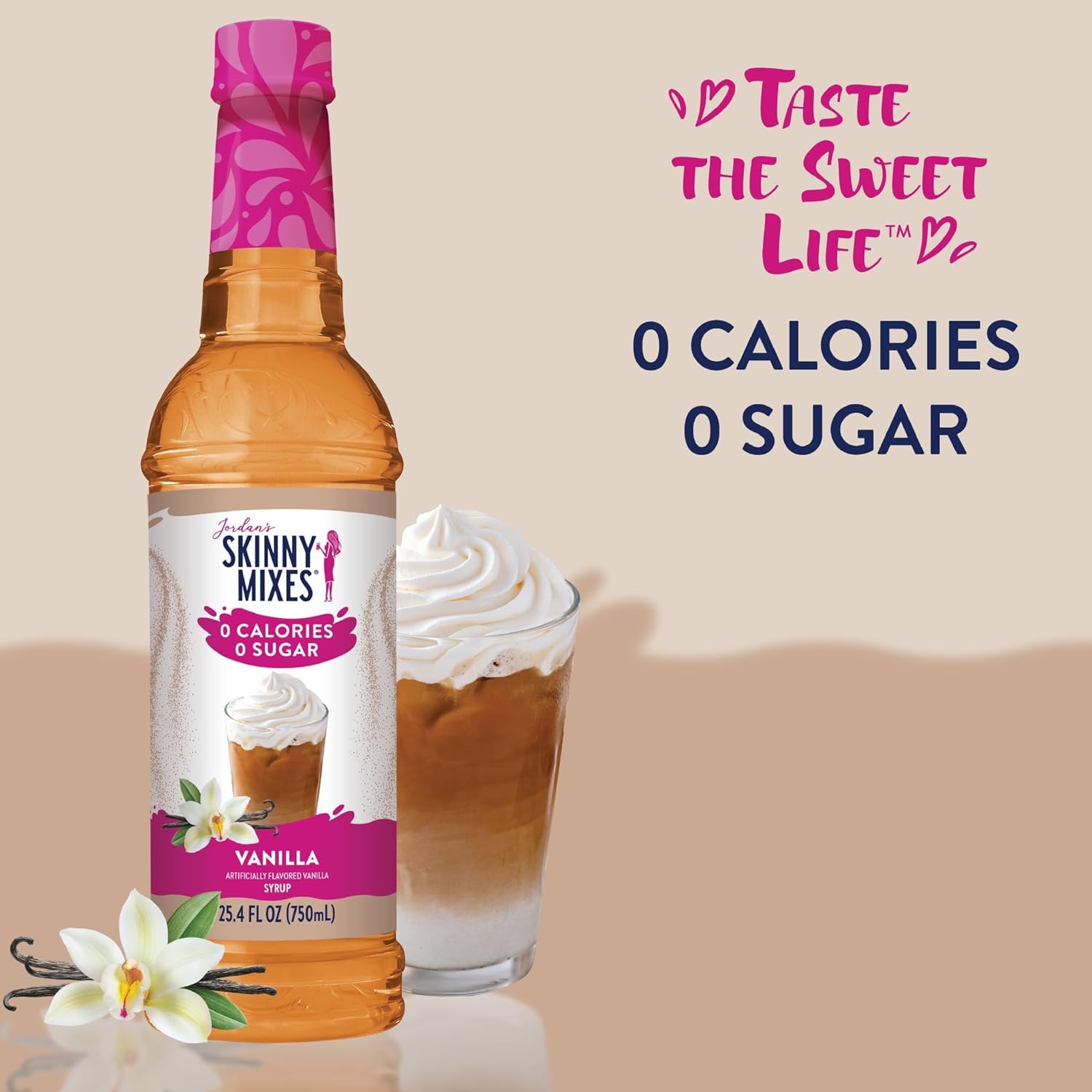 Jordan's Skinny Mixes jarabe vertido en café aportando sabor sin calorías