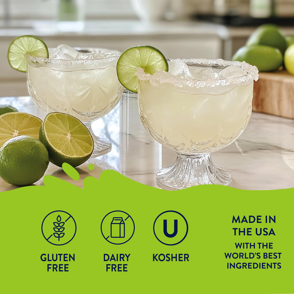 Jordan's Skinny Mixes servido en vaso con hielo y lima, refrescante y bajo en calorías
