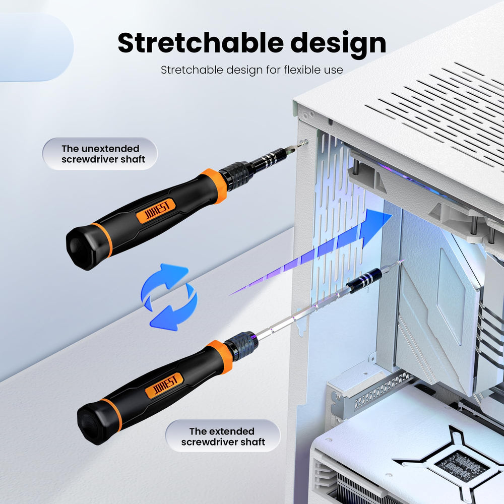 JOREST eje flexible en uso accede tornillos en ángulos difíciles
