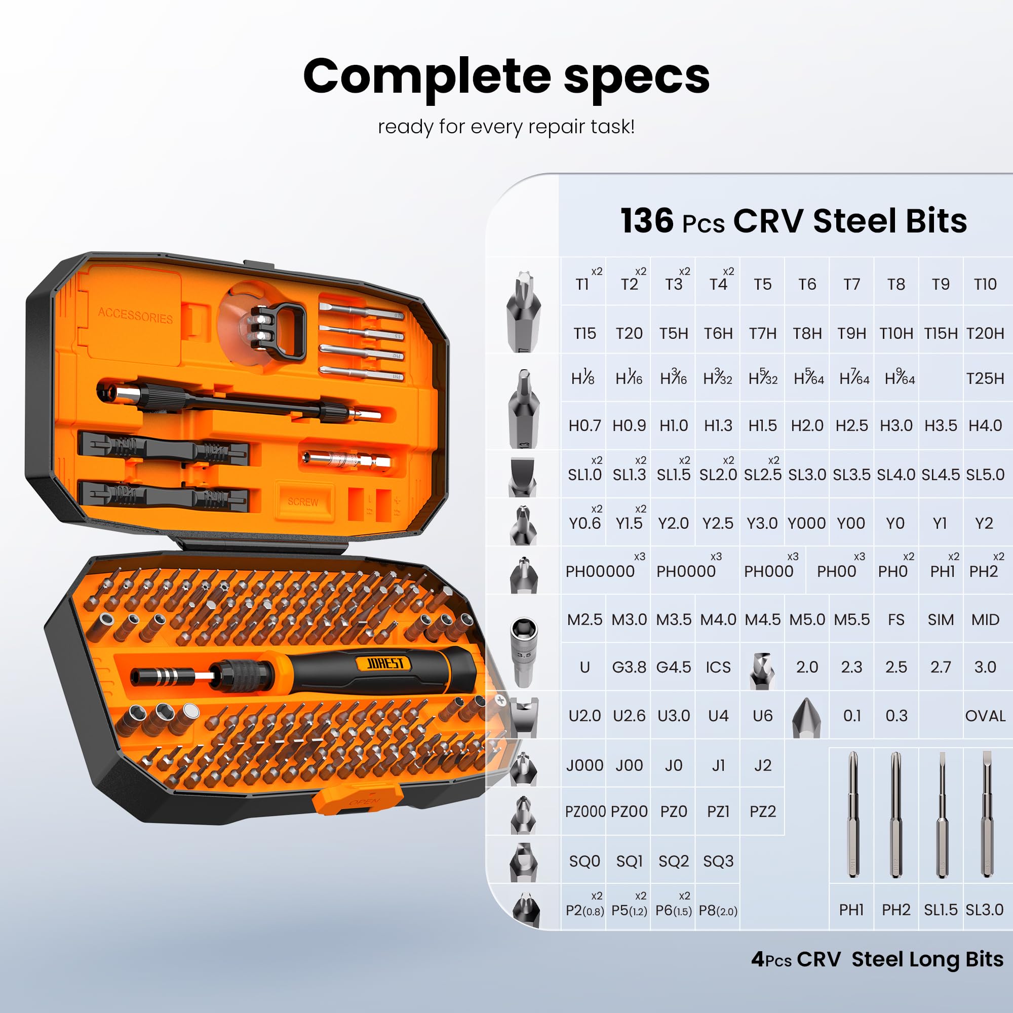JOREST colección de puntas CRV variadas para múltiples tornillos