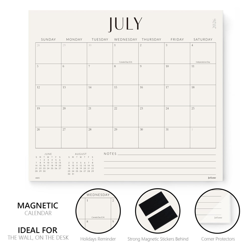 Jotsome calendario en refrigerador fijado y visible para toda la familia