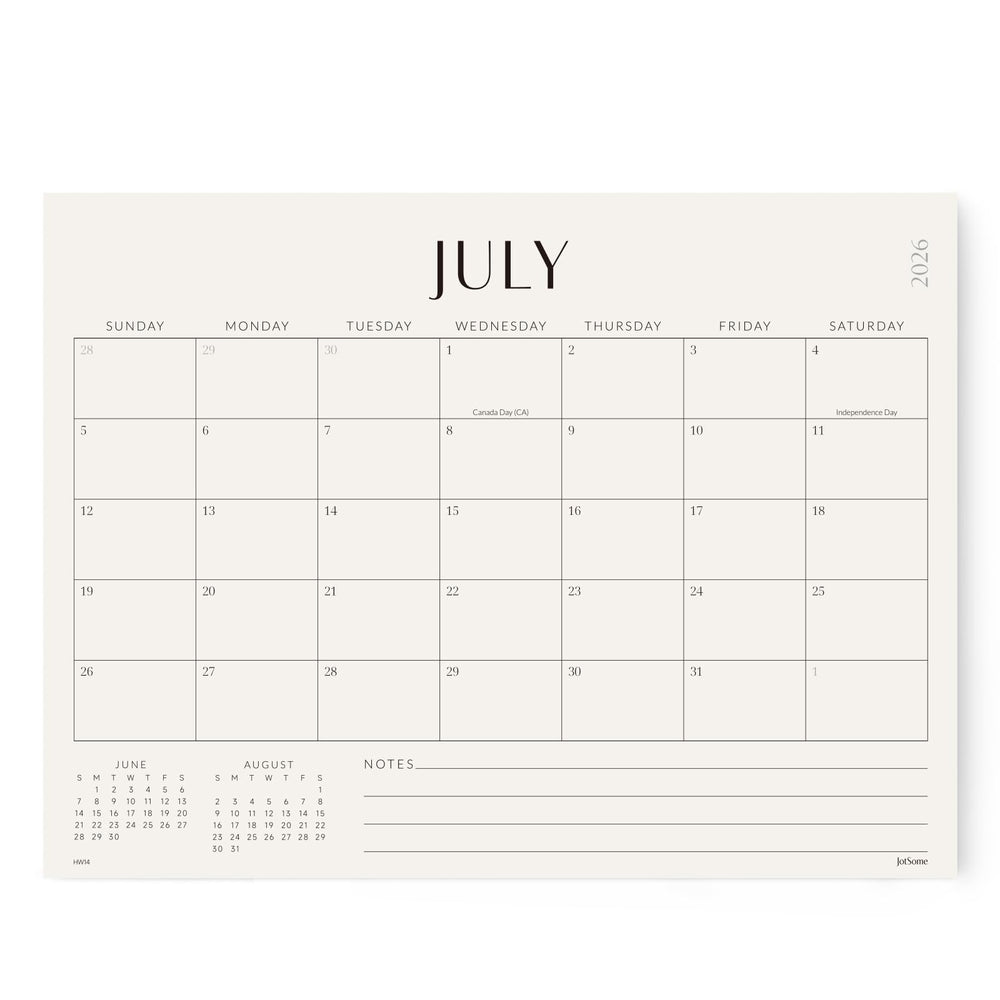Jotsome calendario magnético frontal mostrando meses y diseño claro para planificación