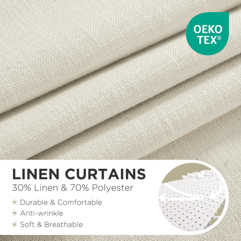 Joydeco primer plano de la textura 30% lino 70% poliéster para aspecto natural