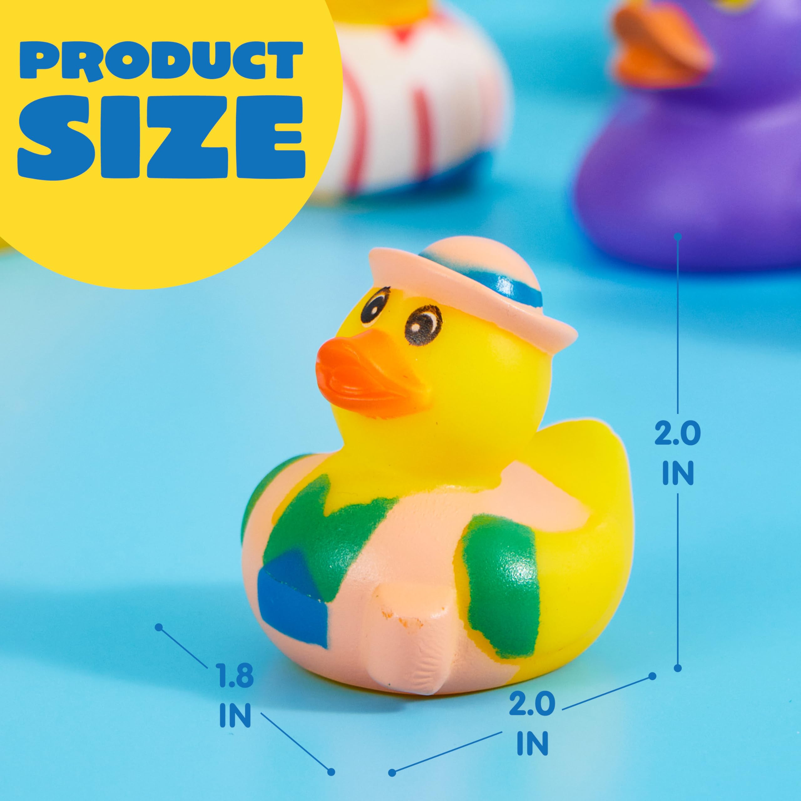 JOYIN patito junto a regla para comparar tamaño y escala