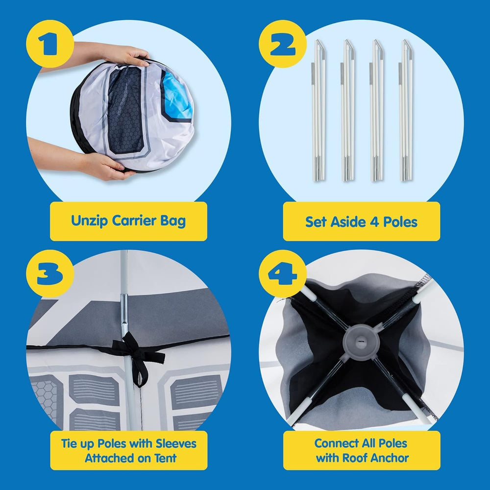 JOYIN poles and anchors layout showing included parts for simple setup