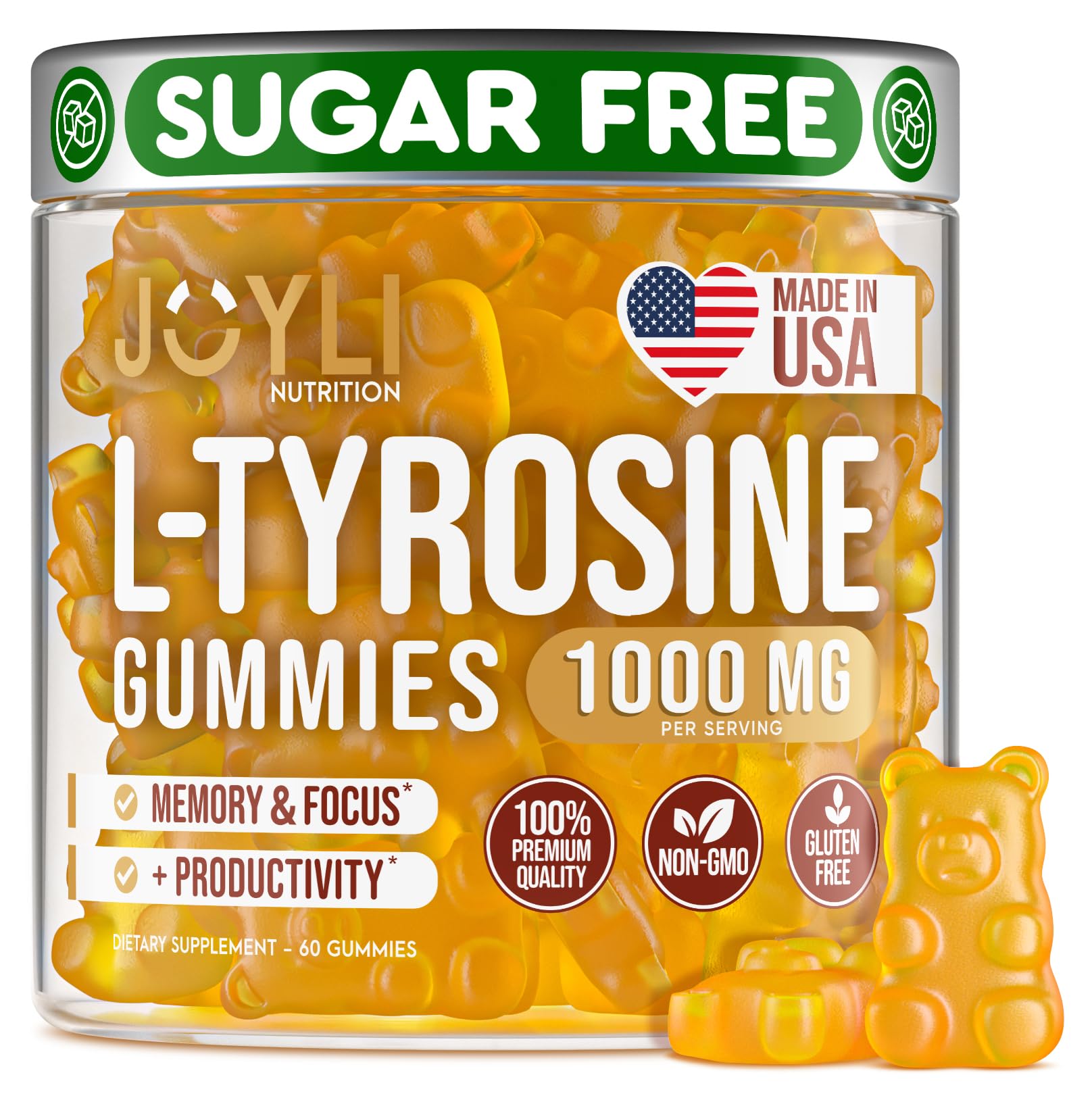 JOYLI Nutrition envase frontal que muestra gominolas y beneficios sin azúcar