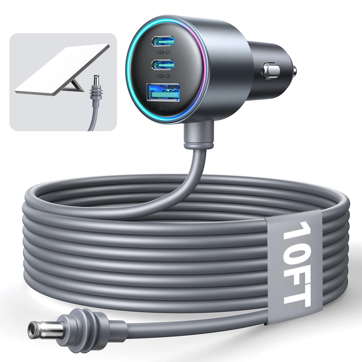 JOYROOM adaptador frontal mostrando puertos PD y USB para alimentación estable