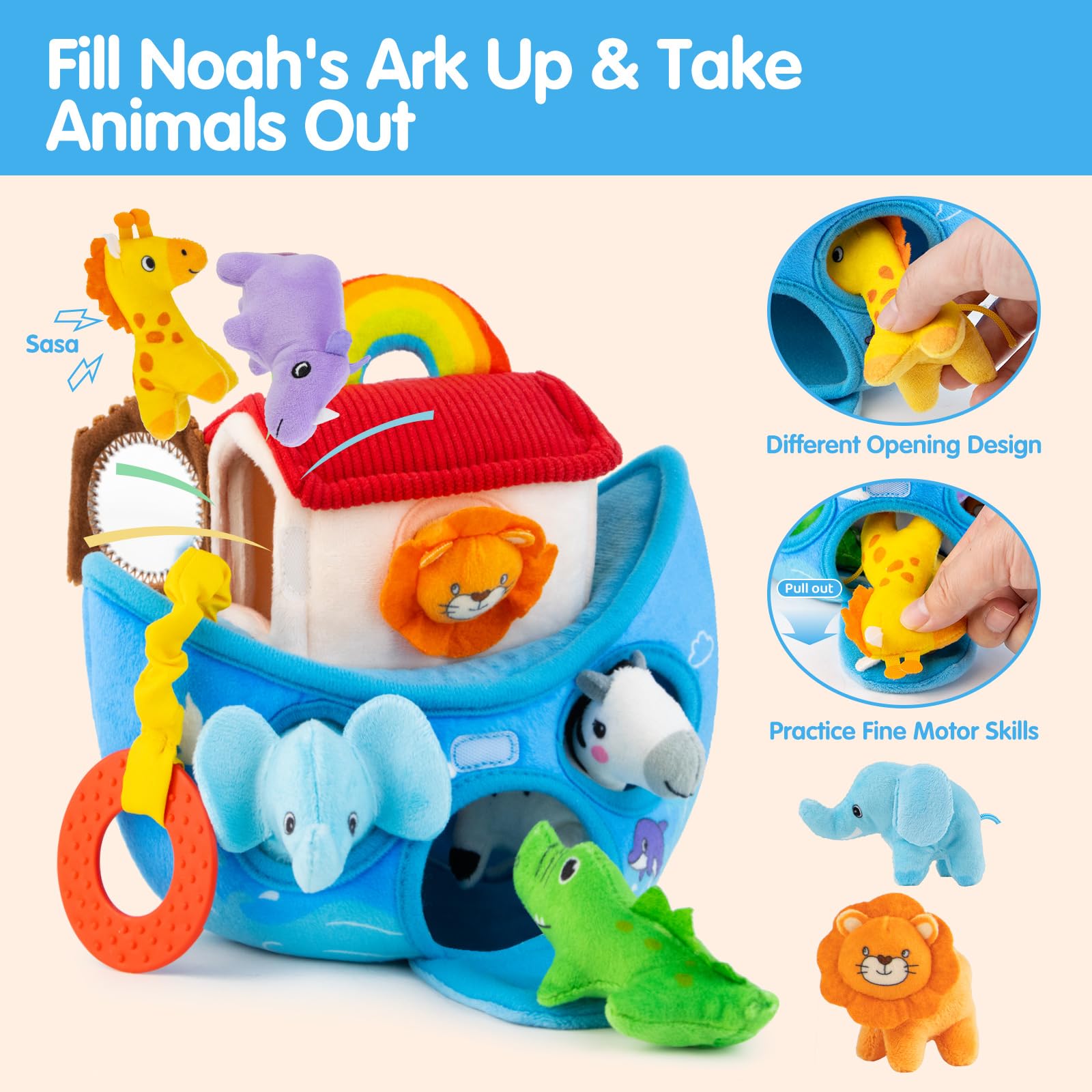 JoySpark conjunto de seis animales de peluche suaves favorece agarre y clasificación