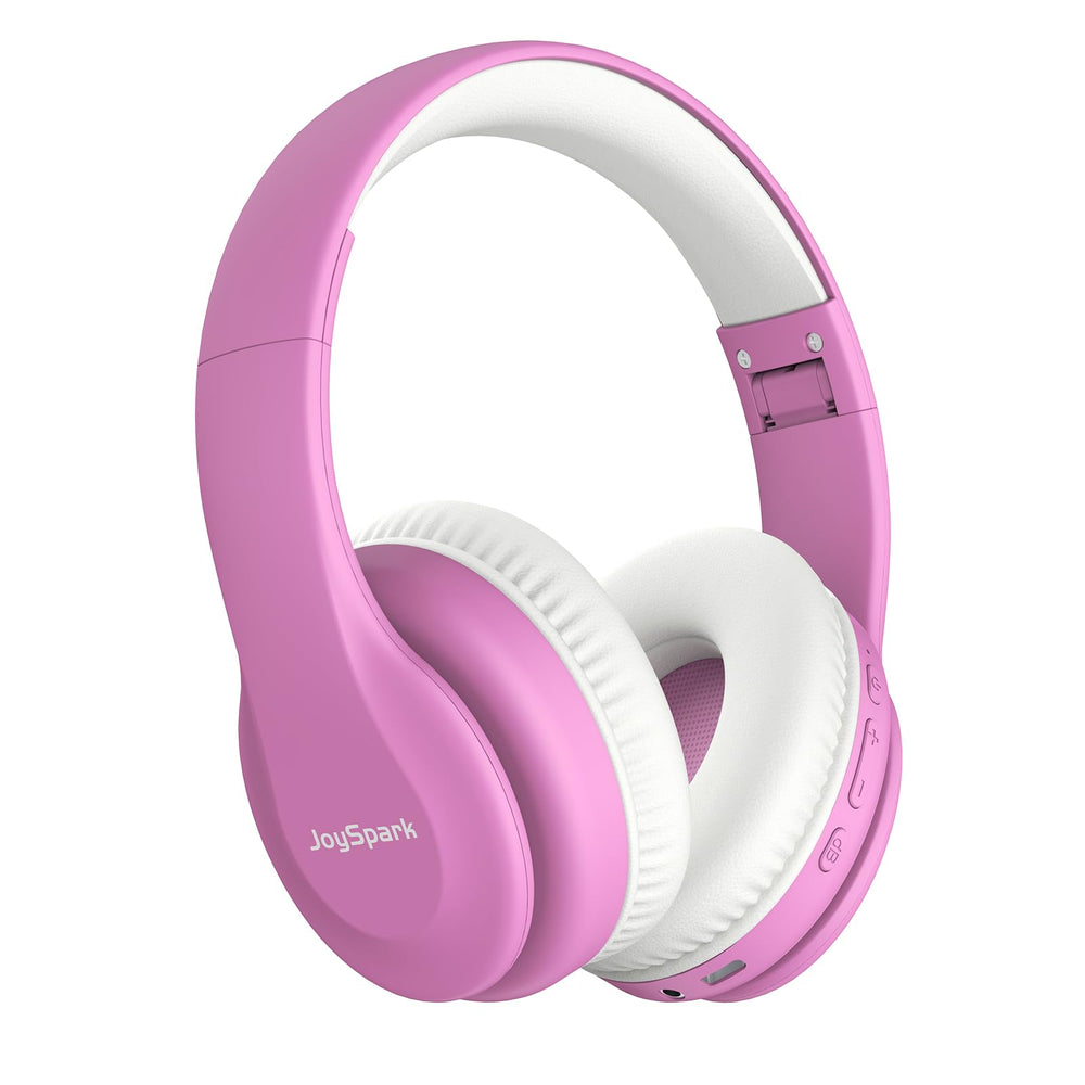 JoySpark frontal auriculares rosa mostrando diseño cómodo
