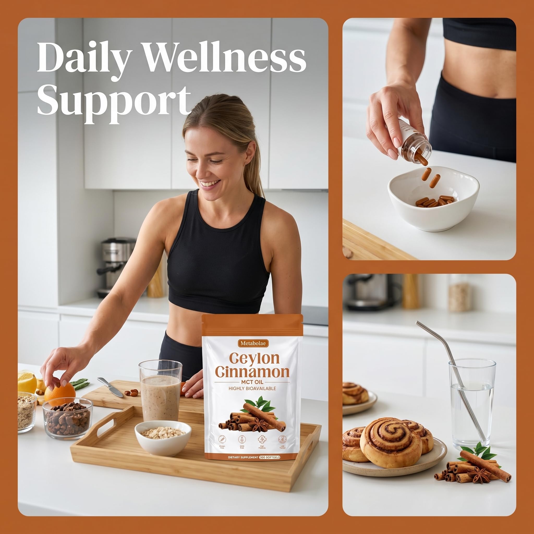 Jqewlg frasco junto a desayuno saludable para uso complementario diario