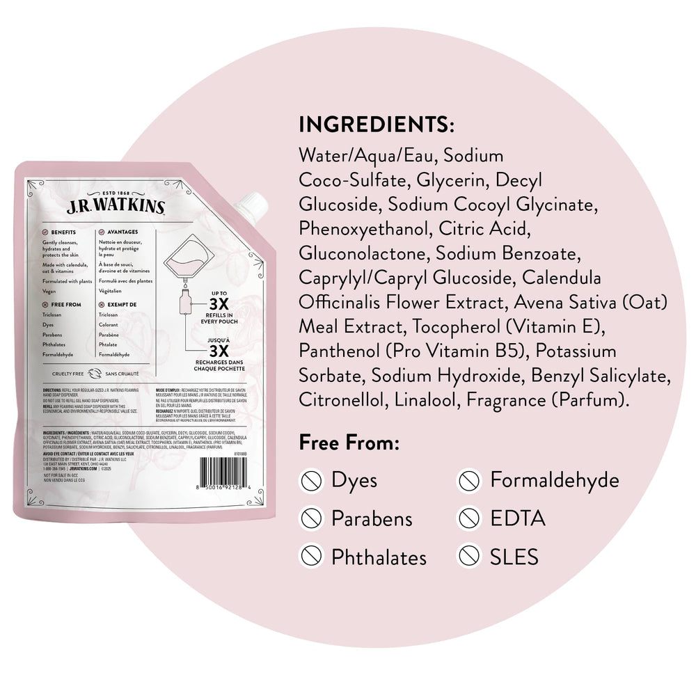 J.R. Watkins ambiente de cocina con dispensador, aroma fresco de rosa