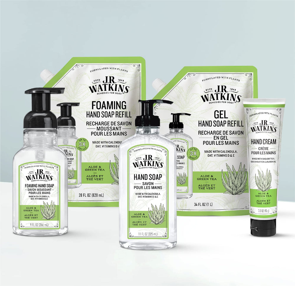 J.R. Watkins etiqueta con lista de ingredientes naturales y certificación cruelty-free