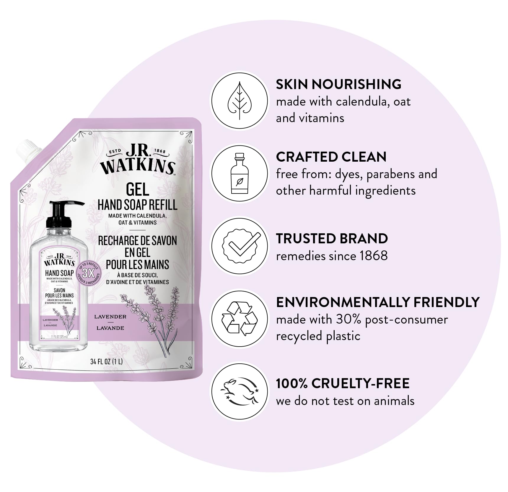 J.R. Watkins textura del gel lavanda mostrando consistencia hidratante