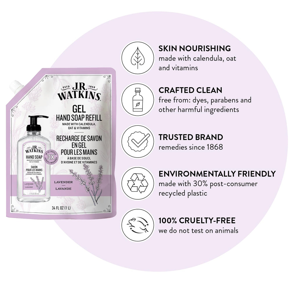 J.R. Watkins textura del gel lavanda mostrando consistencia hidratante