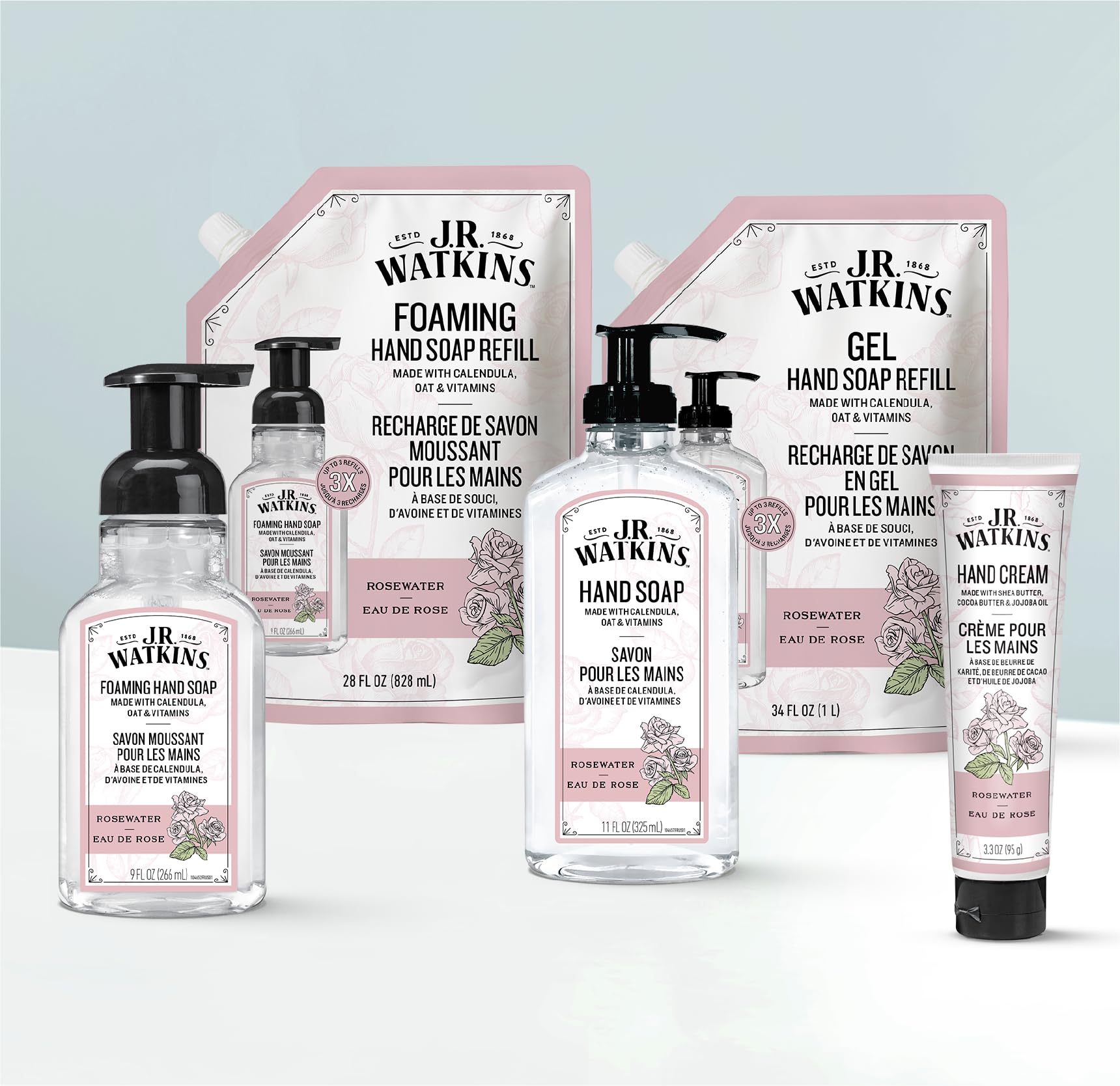 J.R. Watkins etiqueta con ingredientes naturales y certificado libre de crueldad