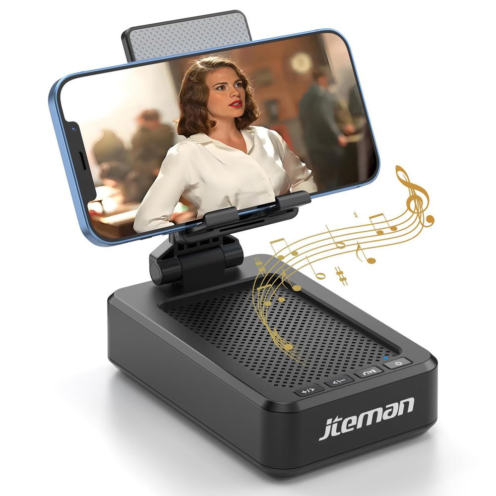 JTEMAN front view showing speaker and stand, clear product presentation and features