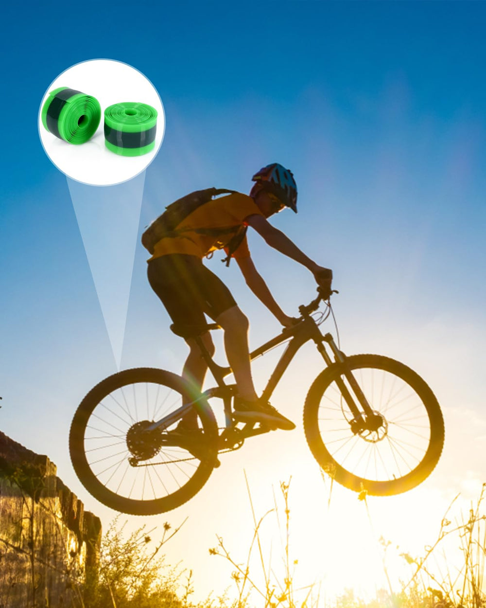 JULAI protector instalado en bicicleta urbana reduciendo riesgo de pinchazos