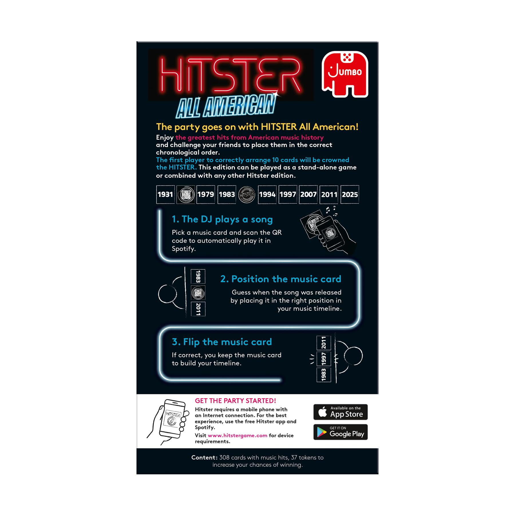 Jumbo Hitster instrucciones abiertas mostrando reglas claras y modos de juego
