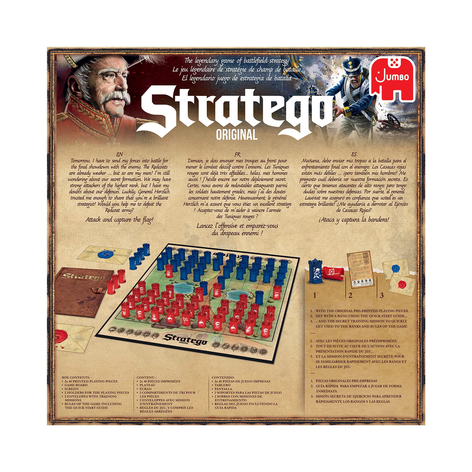 Jumbo Stratego tablero montado en mesa con pantalla que aporta estrategia y ocultación
