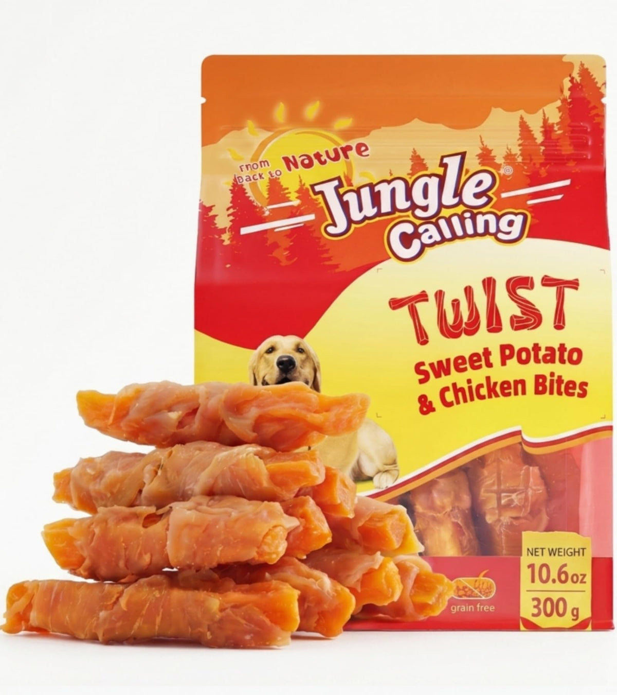 Jungle Calling empaque frontal mostrando ingredientes limpios y beneficios