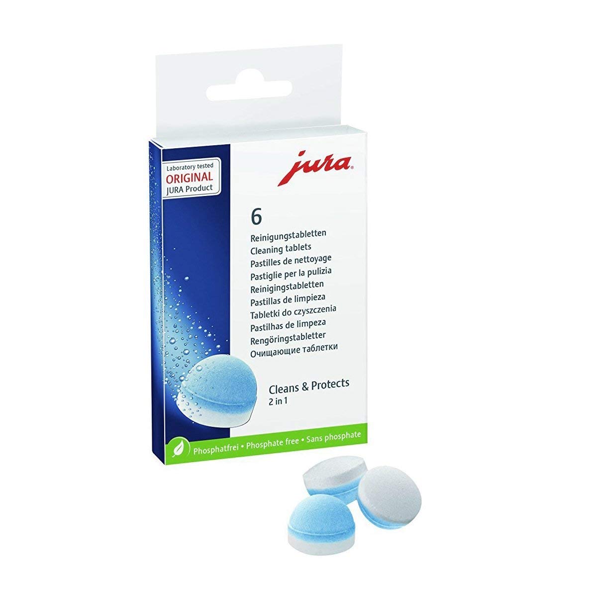 Jura paquete frontal de pastillas de limpieza que garantiza mantenimiento fácil