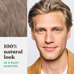 Just For Men comparación antes y después que muestra cobertura natural de canas
