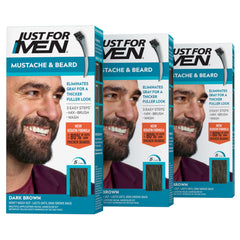 Just For Men caja M-45 Dark Brown mostrando el frente y diseño del paquete, fácil identificación