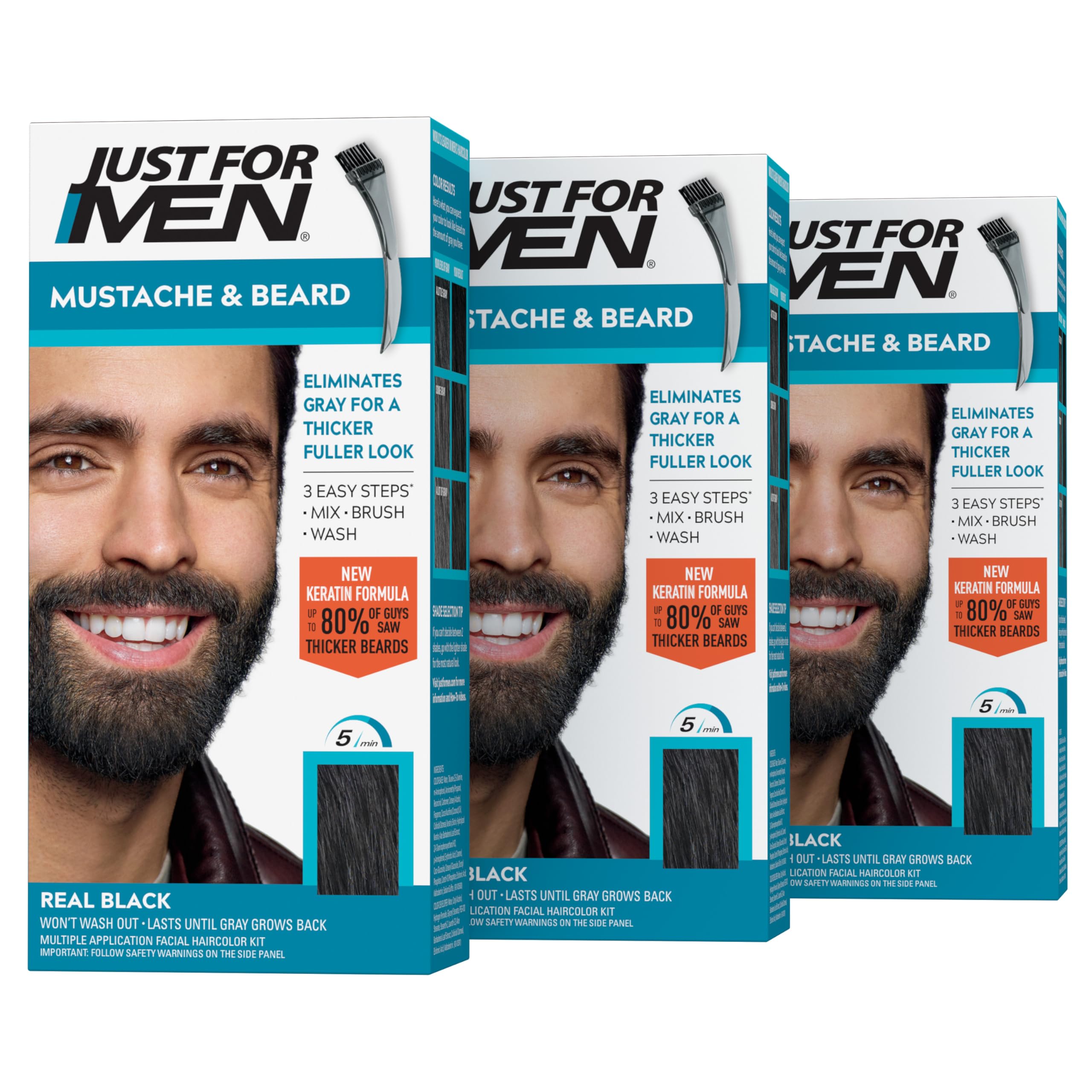 Just For Men empaque M-55 frente mostrando kit y beneficio de color rápido
