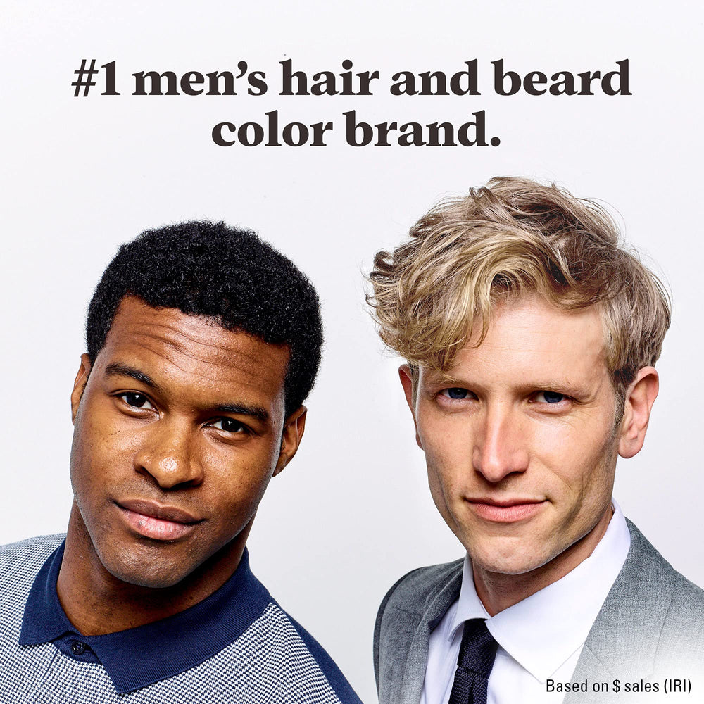 Just For Men hombre aplicando color con guantes, uso fácil en casa y resultado profesional