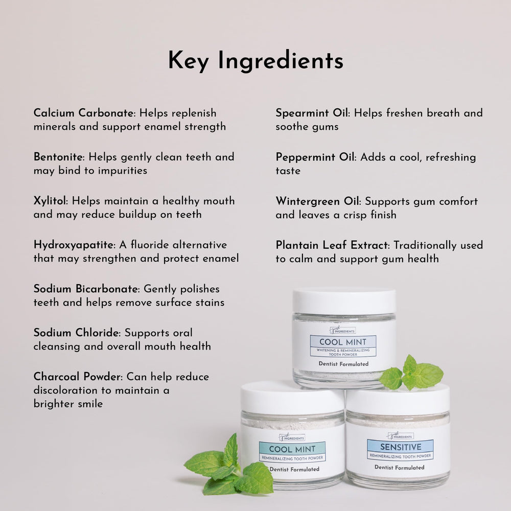 JUST INGREDIENTS primer plano del polvo destacando textura fina y acción pulidora