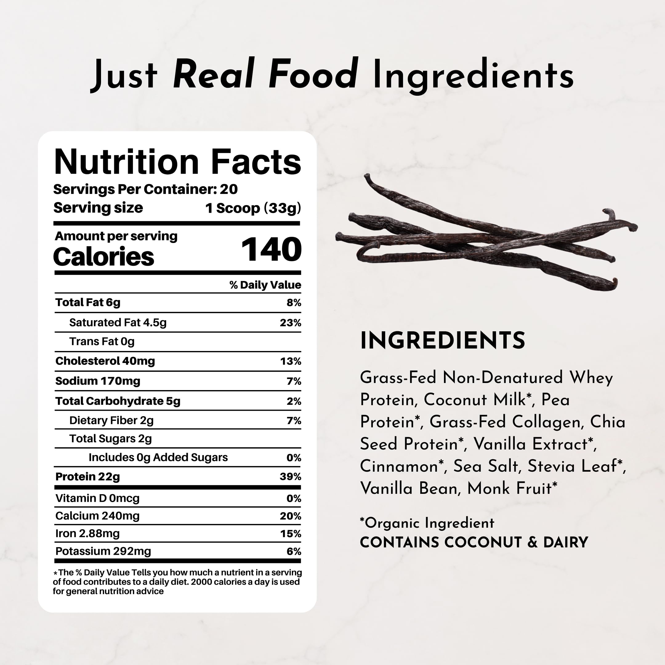 JUST INGREDIENTS comparación de tamaño del envase y porción cómoda