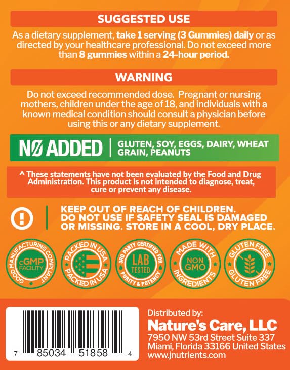 Just Nutrients ingredientes herbales como jengibre y Forsythia, antioxidantes