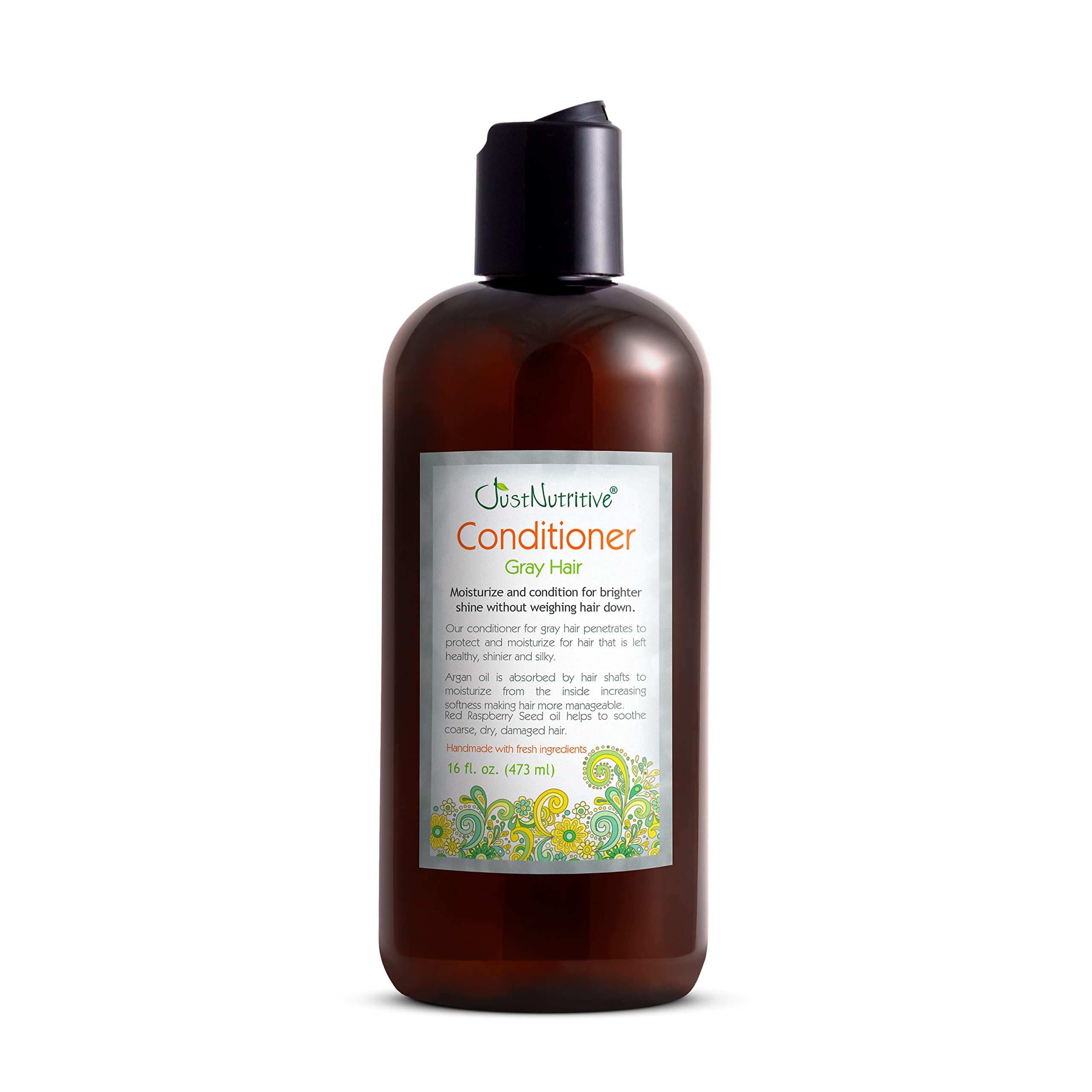 Just Nutritive frasco frontal mostrando diseño y tamaño 16 oz que inspira confianza