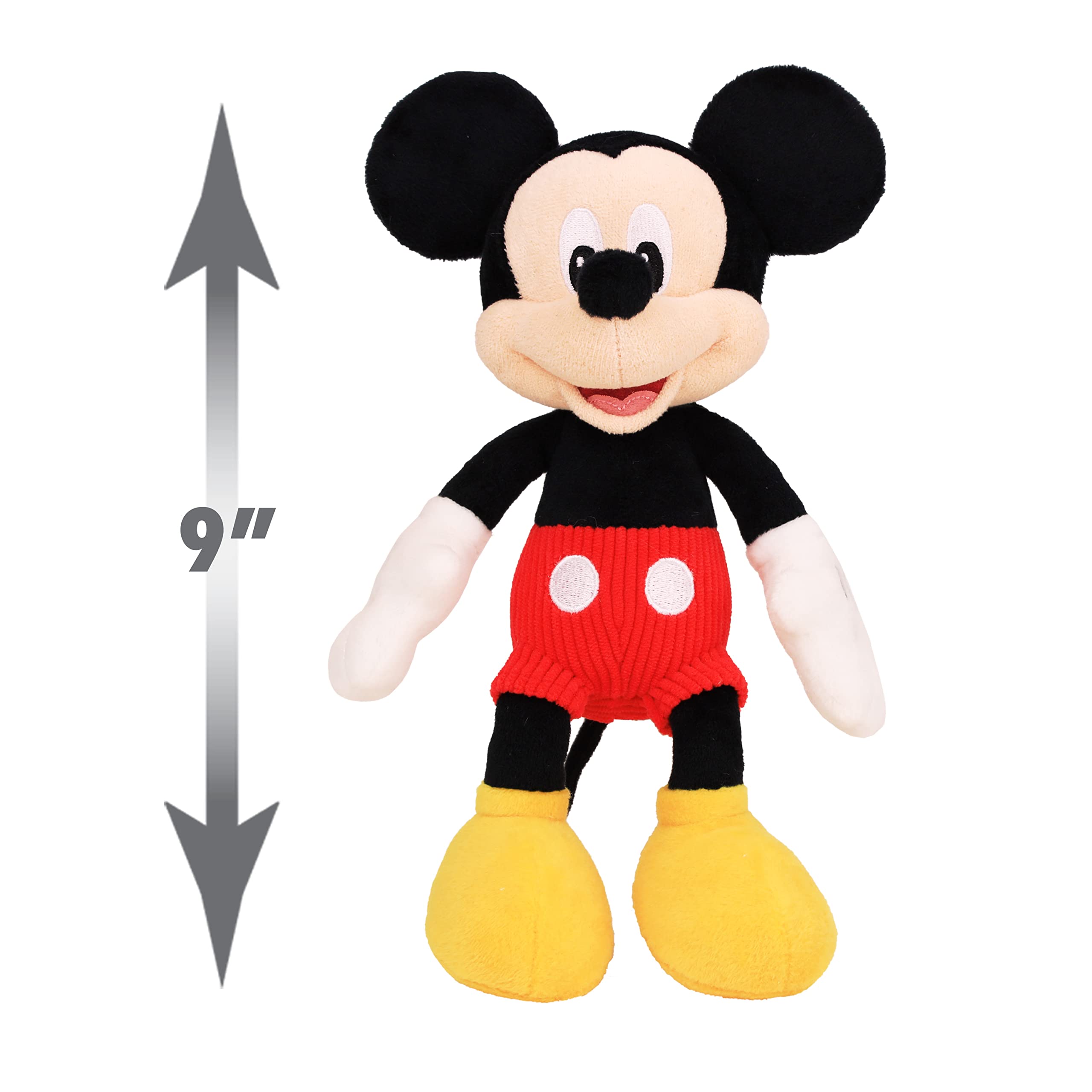 Just Play Mickey junto a regla para comparar tamaño, portable y práctico