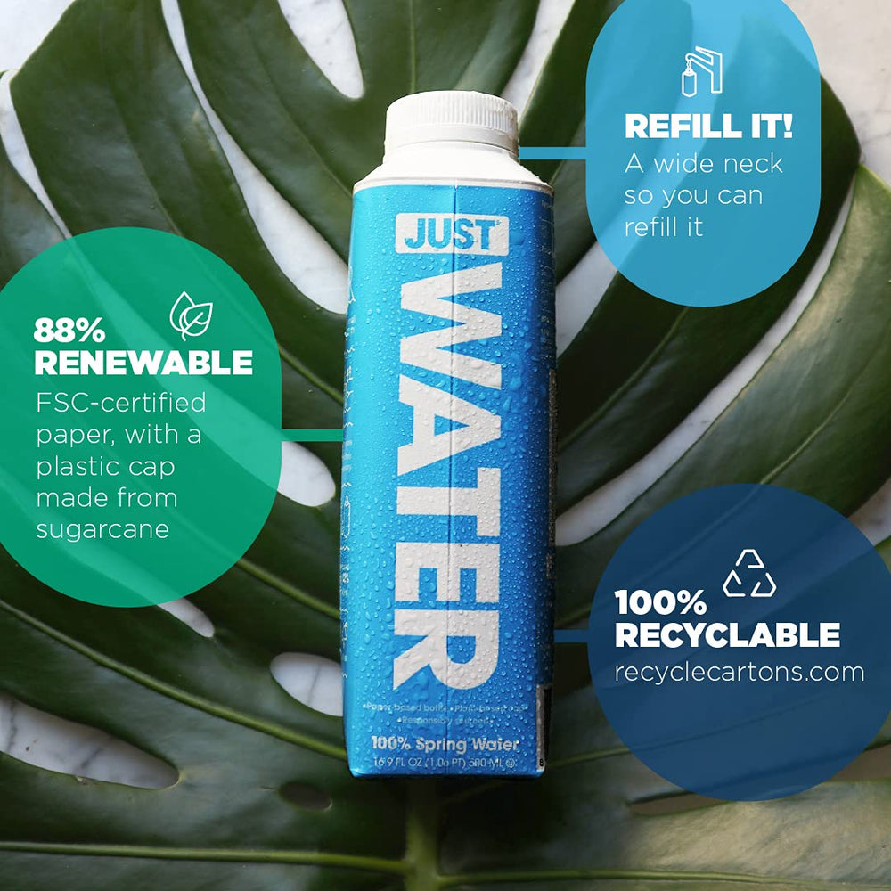 JUST Water en nevera doméstica listo para consumo y fácil acceso