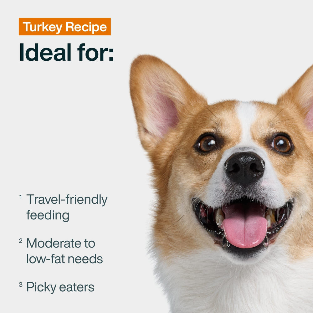 JustFoodForDogs primer plano de la textura de la comida y beneficio digestivo visible