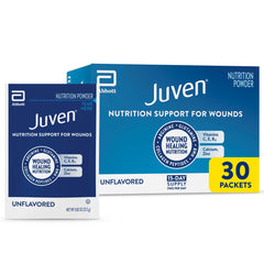 Juven frente del paquete mostrando sobres y marca, ayuda nutricional clara