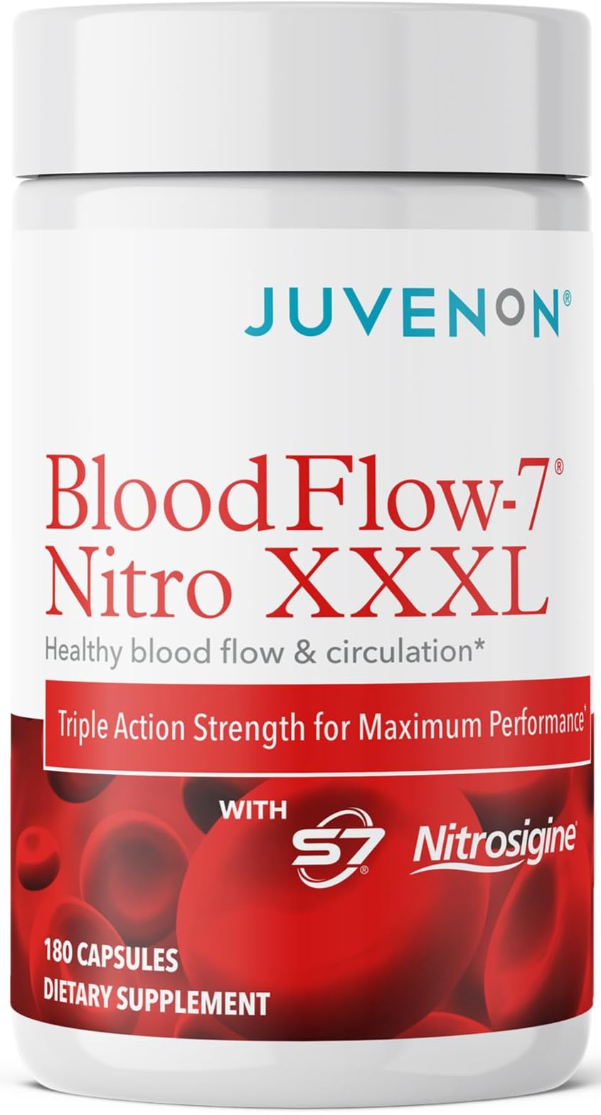 Juvenon BloodFlow-7 frontal botella mostrando diseño y dosis