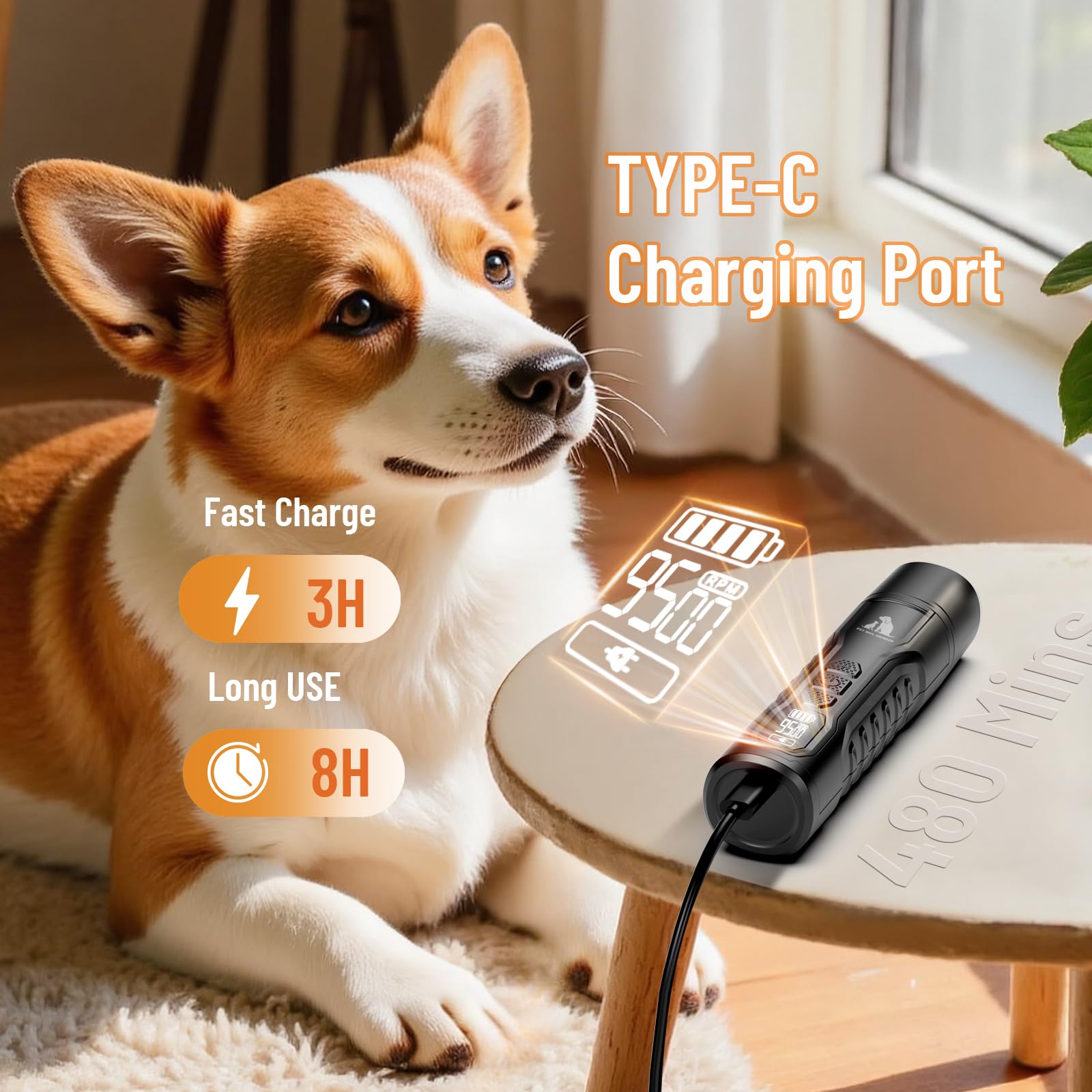 Juveximzy conectado a cable USB mostrando la recarga rápida y compatibilidad portátil