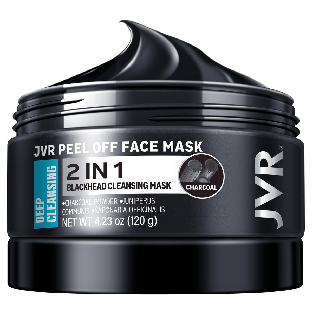 JVR mascarilla frontal del envase mostrando diseño y beneficio limpieza profunda