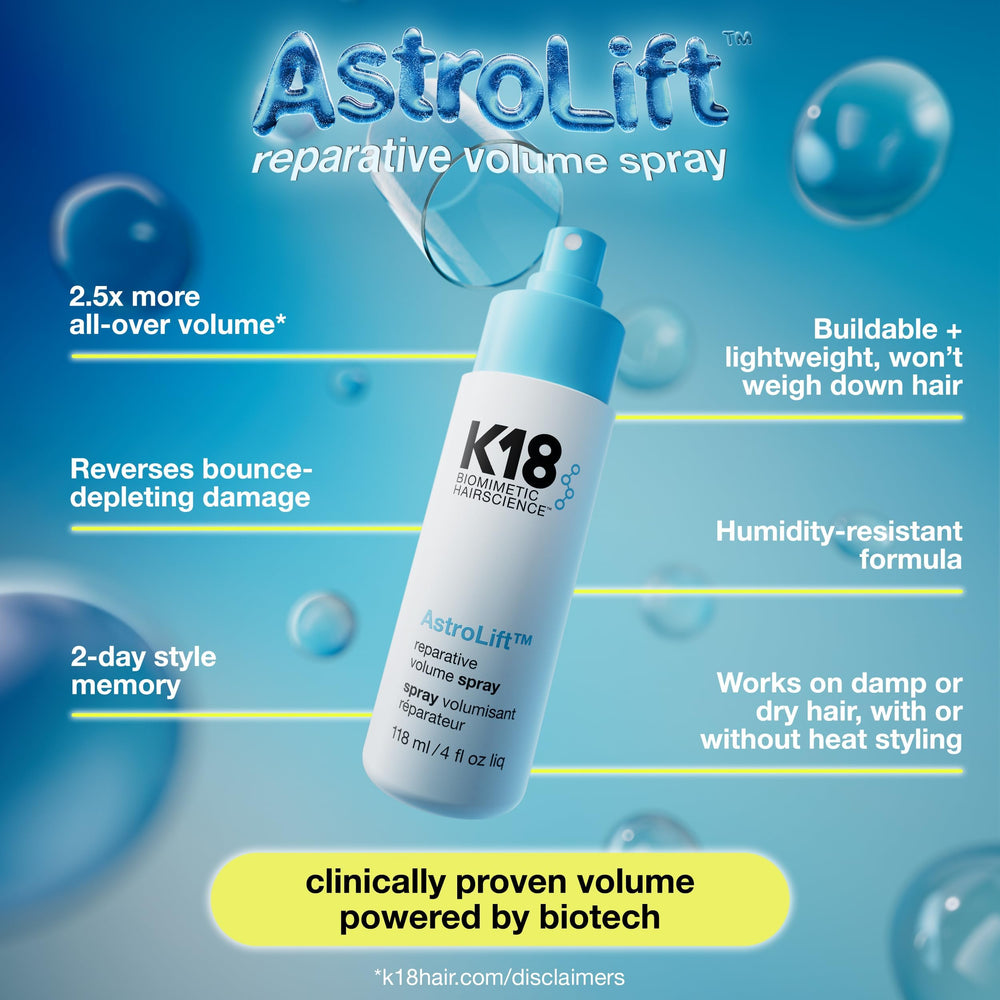 K18 AstroLift aplicado con secador creando elevación en raíces y mayor rebote