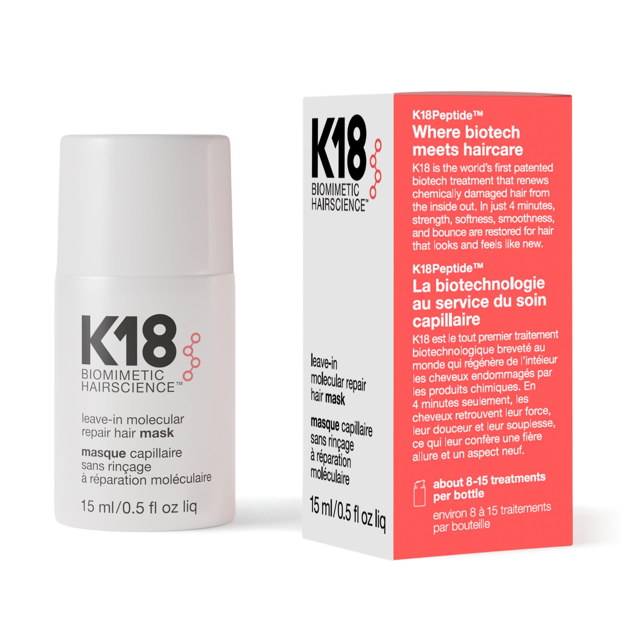 K18 mascarilla frontal mostrando envase y claridad del producto