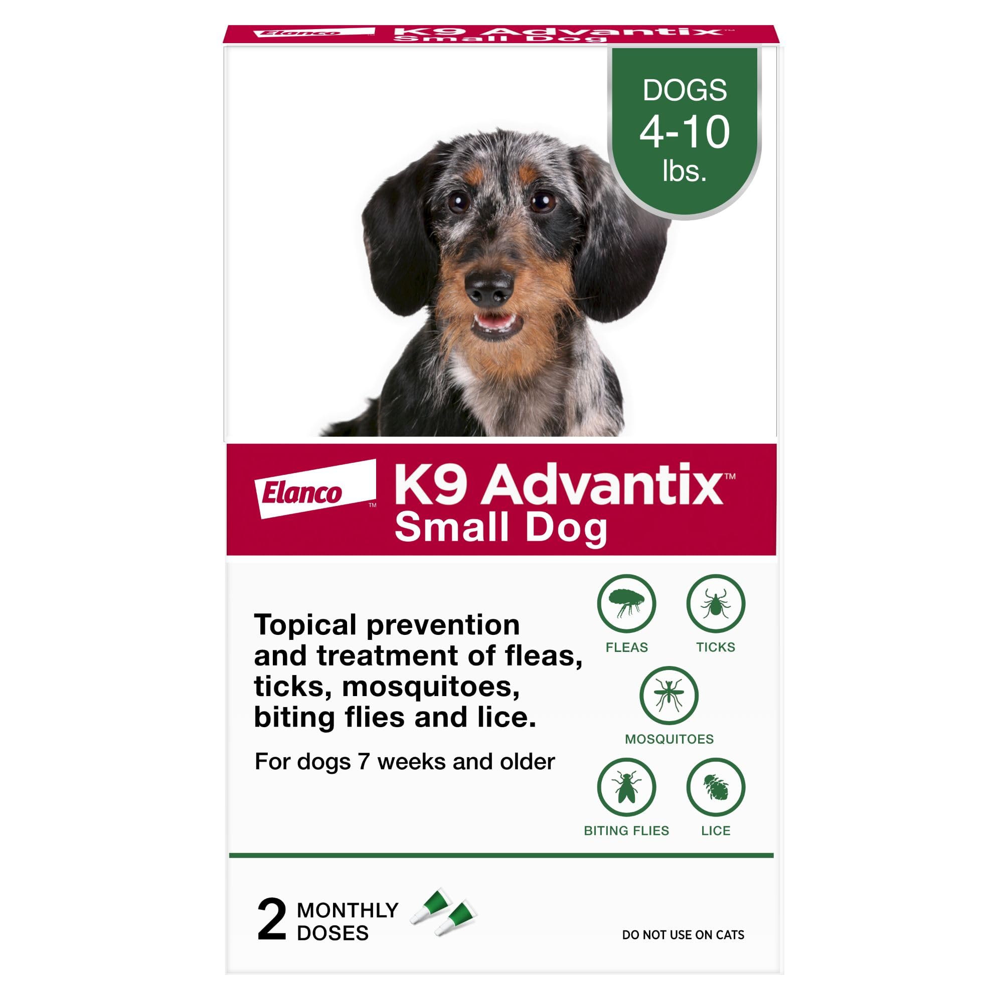 K9 Advantix empaque frontal mostrando dos tratamientos y beneficios