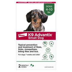 K9 Advantix empaque frontal mostrando dos tratamientos y beneficios