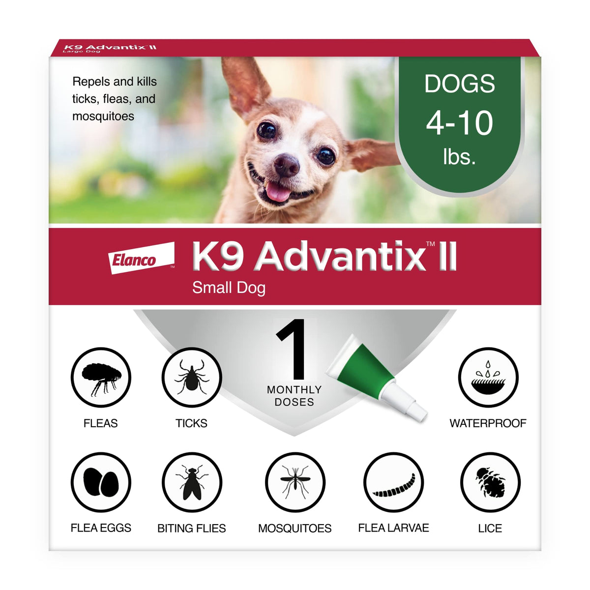 K9 Advantix pipeta frontal mostrando diseño y facilidad de aplicación
