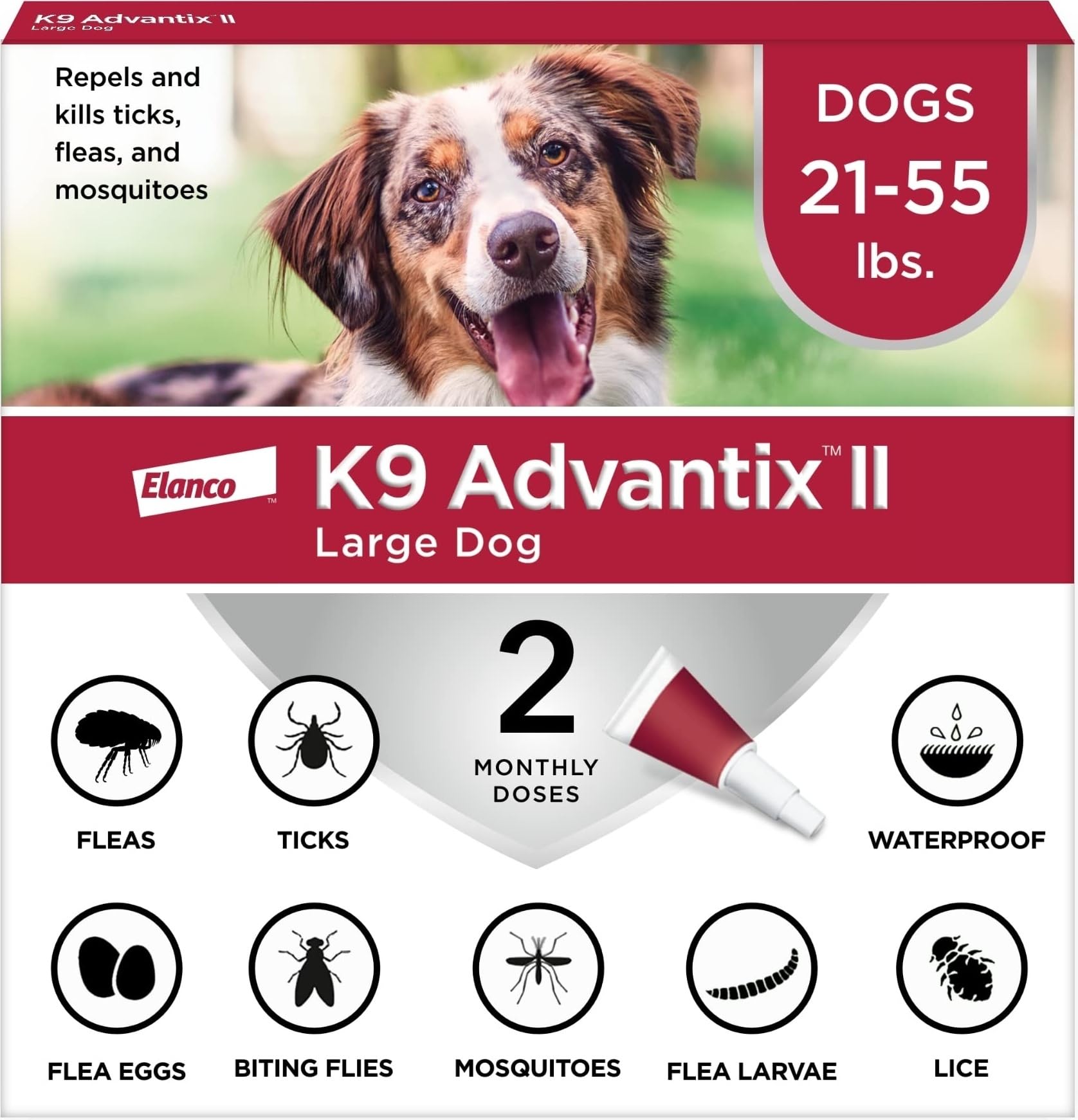 K9 Advantix vista del empaque frontal mostrando protección contra parásitos