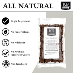 K9 Connoisseur primer plano de la textura deshidratada, apetecible y nutritiva